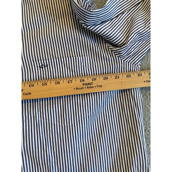 Paul & Shark Button Shirt 42 Large Yachting Striped Long Sleeve Performance Blue - Picture 10 of 13